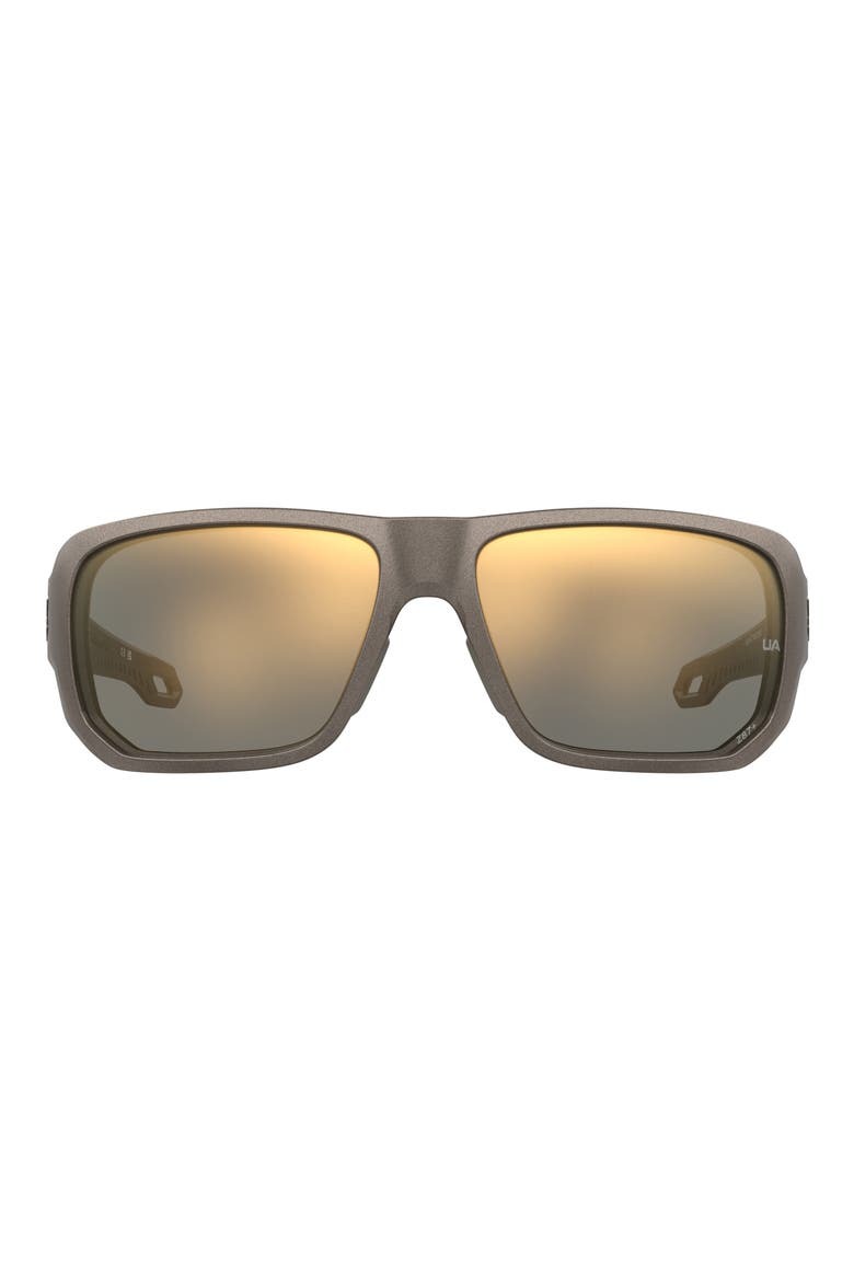 Attack MD 60mm Rectangle Sunglasses, Main, color, BROWN METLZED