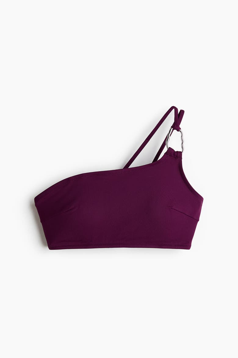 Padded One-shoulder Bikini Top, Alternate, color, Dark purple