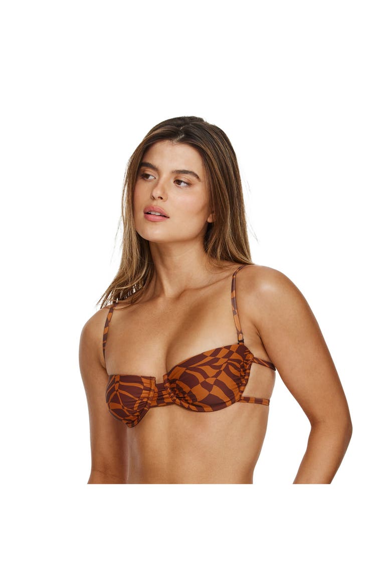 Retro Jungle Underwire Bandeau Bikini Top, Main, color, Multi-Brown