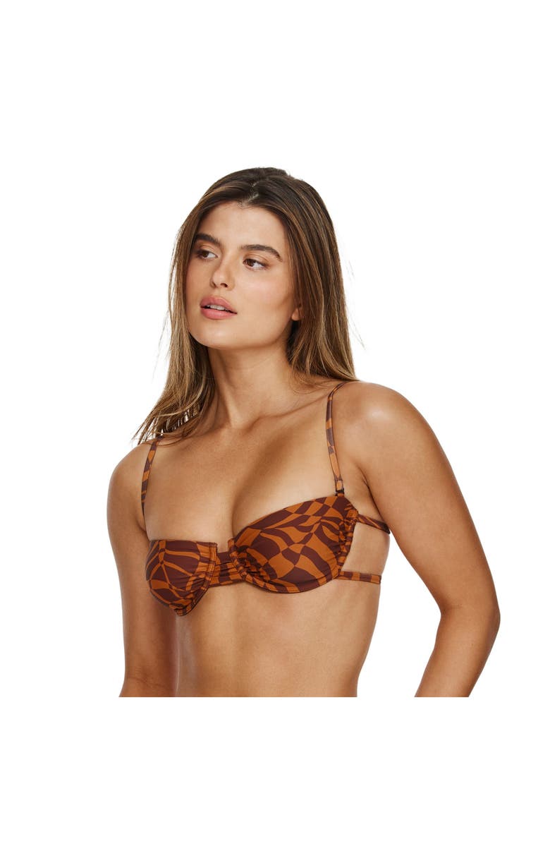 Flirtt Gottex Retro Jungle Underwire Bandeau Bikini Top, Main, color, Multi-Brown