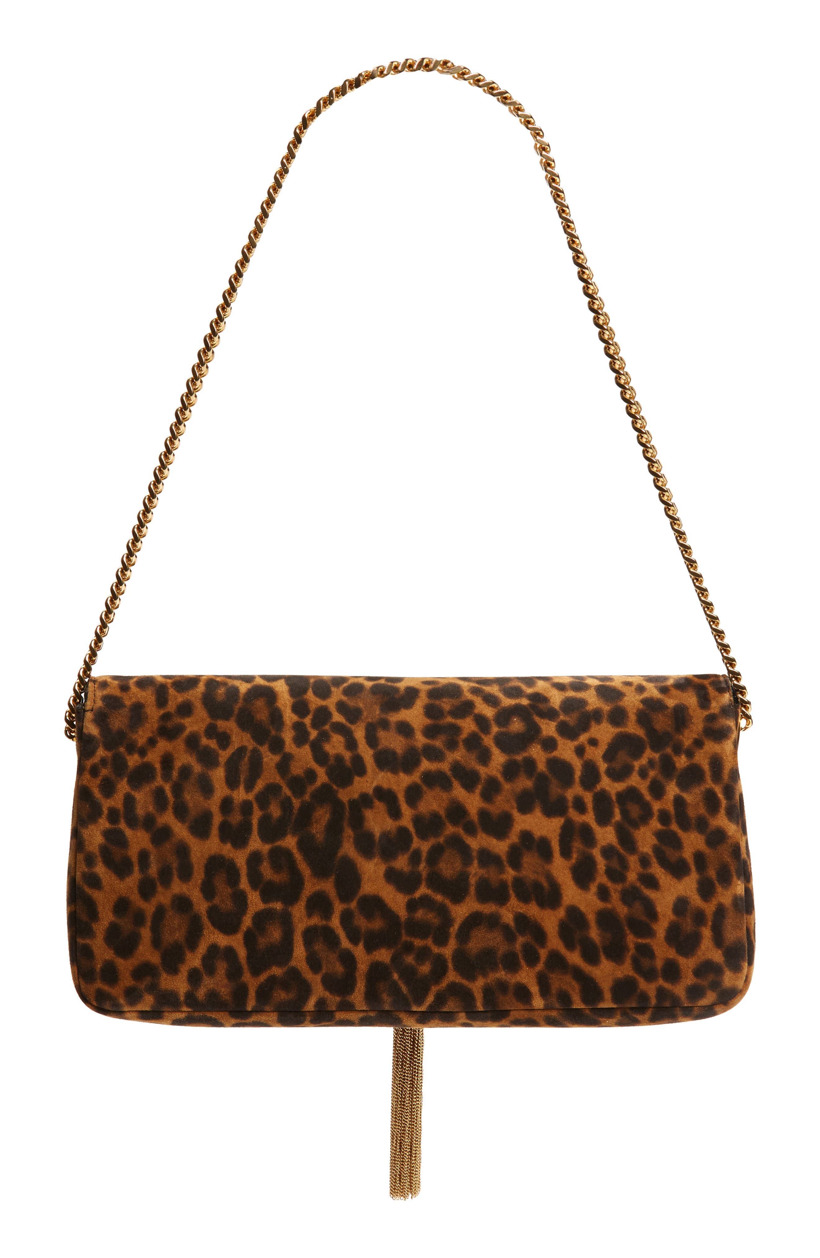 Saint Laurent Kate Leopard Print Calfskin Baguette Bag, Alternate, color, 