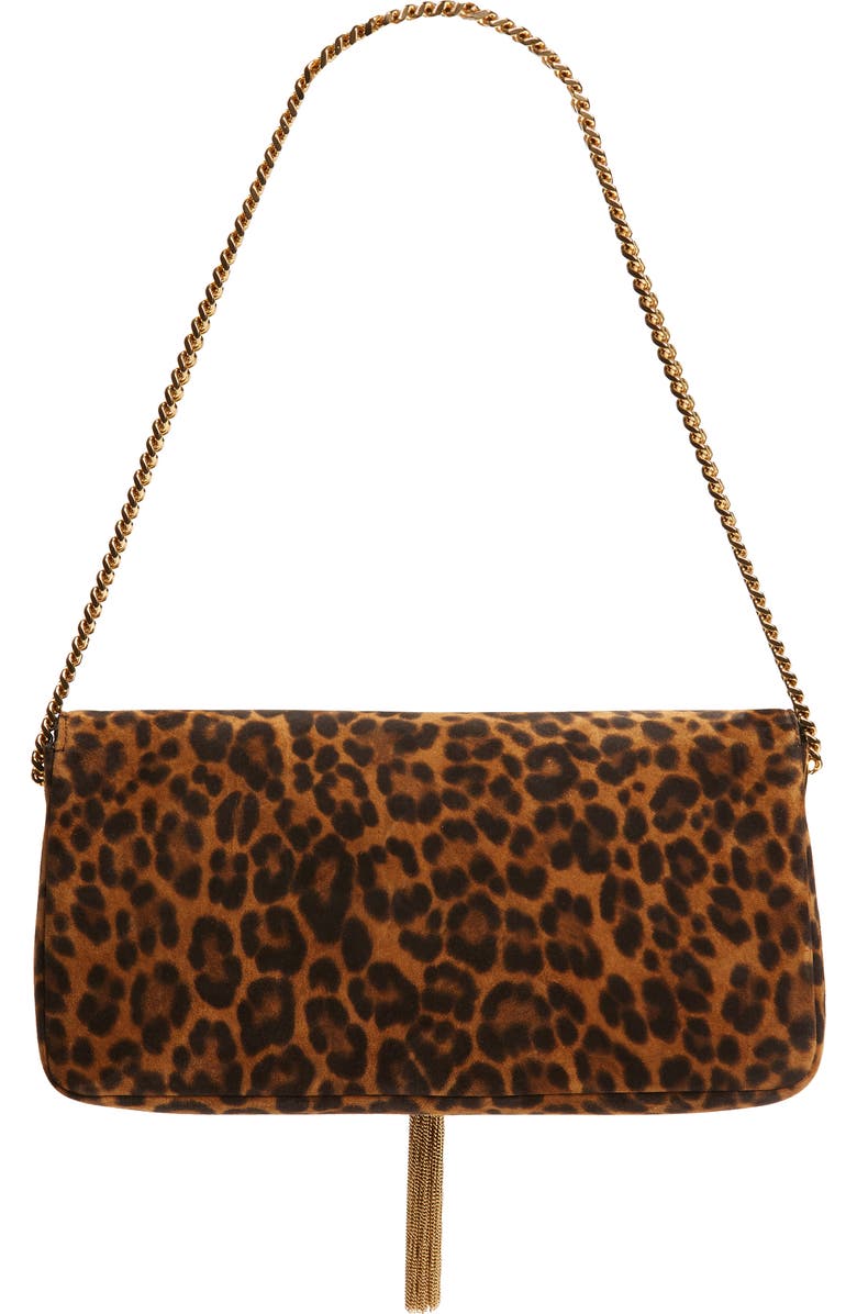 Saint Laurent Kate Leopard Print Calfskin Baguette Bag, Alternate, color,