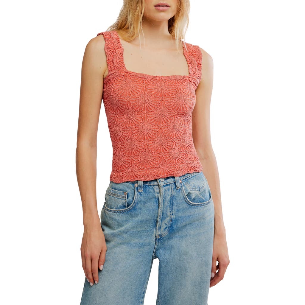 Free People Love Letter Floral Knit Camisole In Burgundy