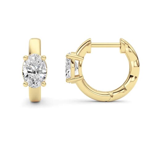 2Ct TW Oval Diamond Hoops 14k Gold Lab Grown Huggie Earrings