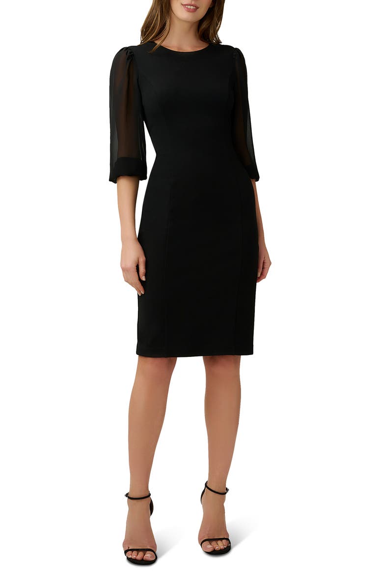 Adrianna Papell Chiffon & Crepe Sheath Dress, Main, color, 