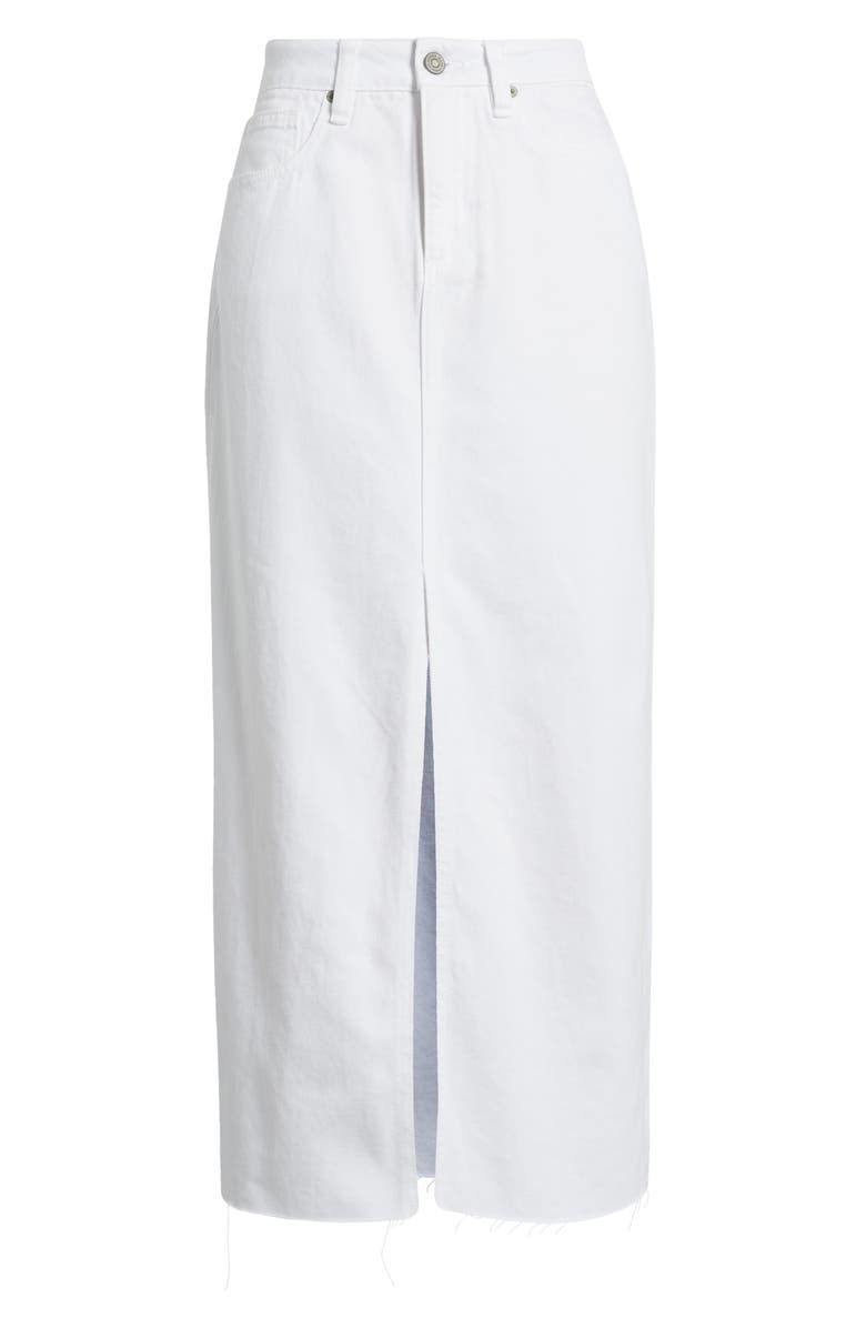 HIDDEN JEANS Front Slit Denim Midi Skirt, Alternate, color, White