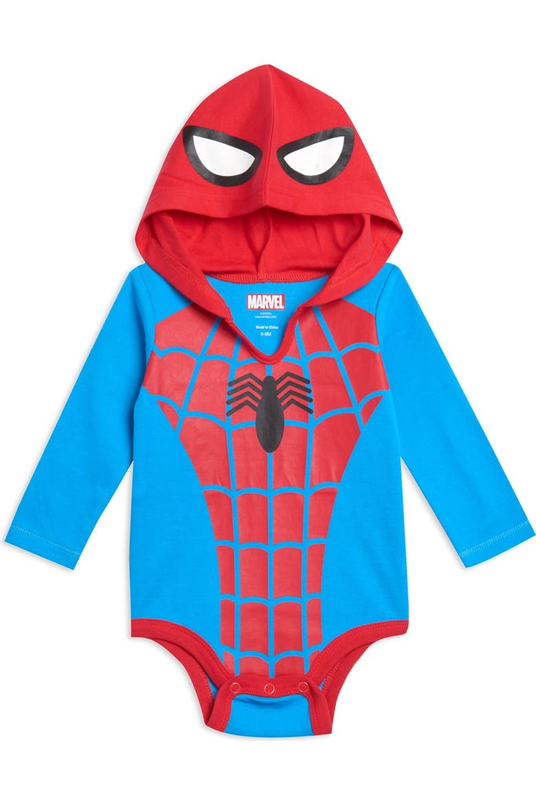 Avengers 3-Pack Long Sleeve Hooded Bodysuits, Alternate, color, Marvel Comics Multi