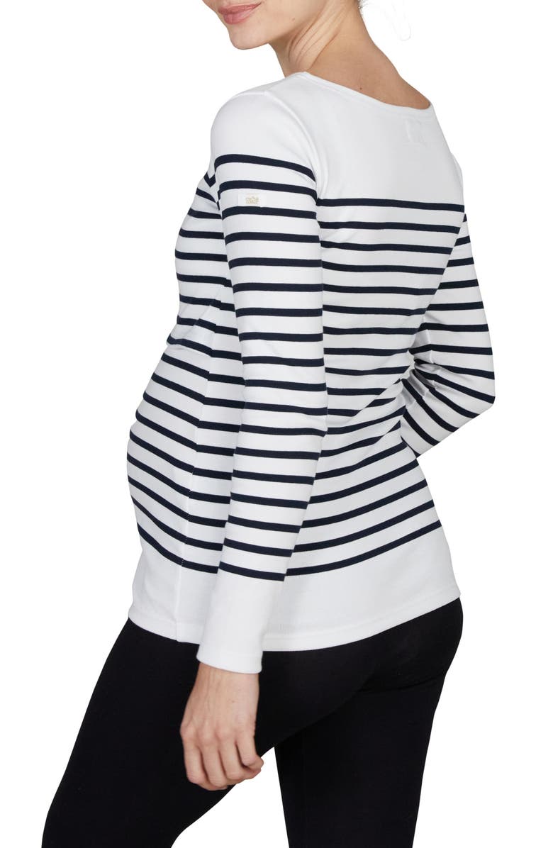 Cache Coeur Benodet Maternity and nursing sailor shirt, Alternate, color, White/Navy