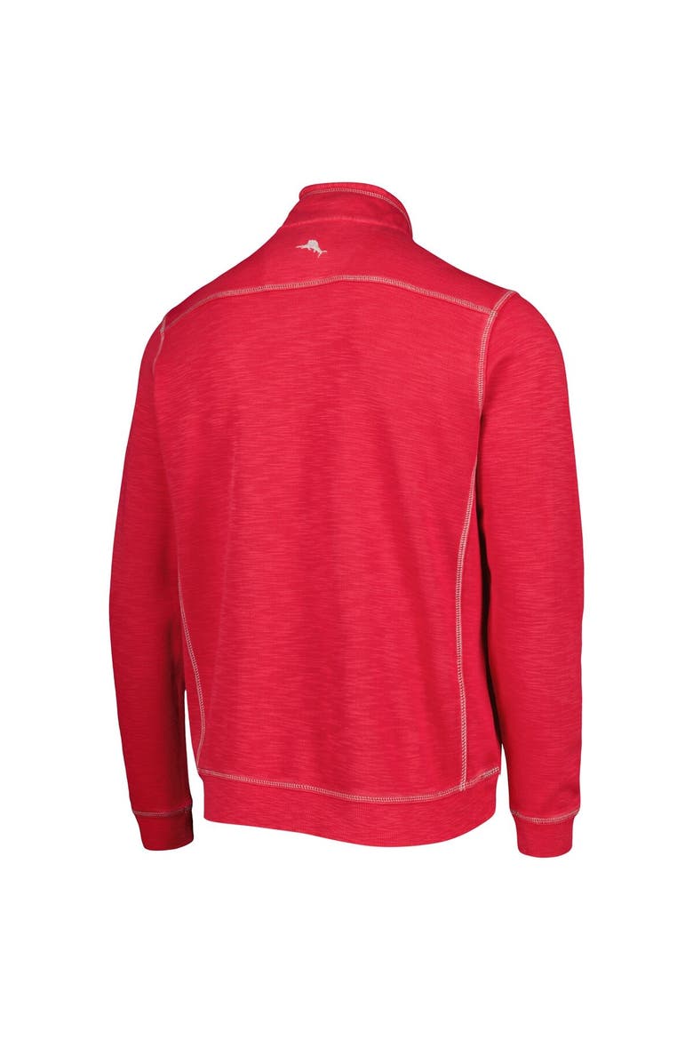 Men's Tommy Bahama Crimson Washington State Cougars Sport Tobago Bay Tri-Blend Mock Neck Half-Zip Jacket, Alternate, color, Crimson