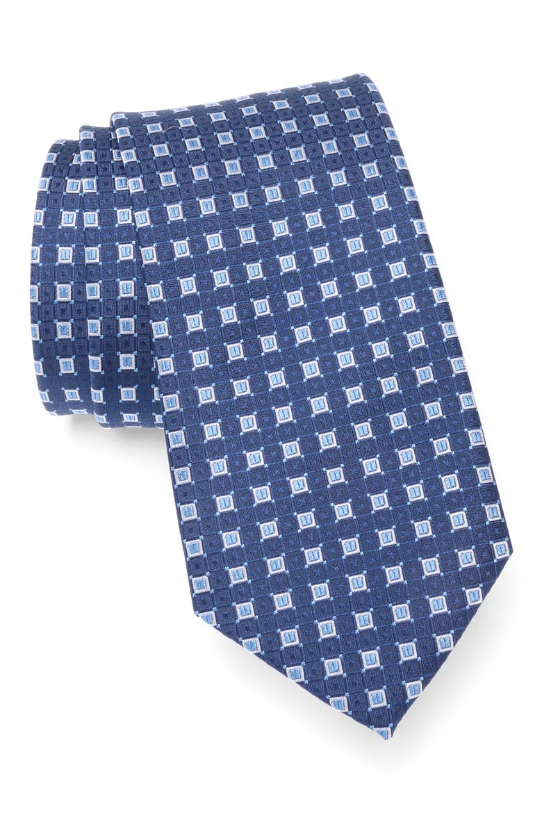 Square Neat Silk Tie, Main, color, NAVY