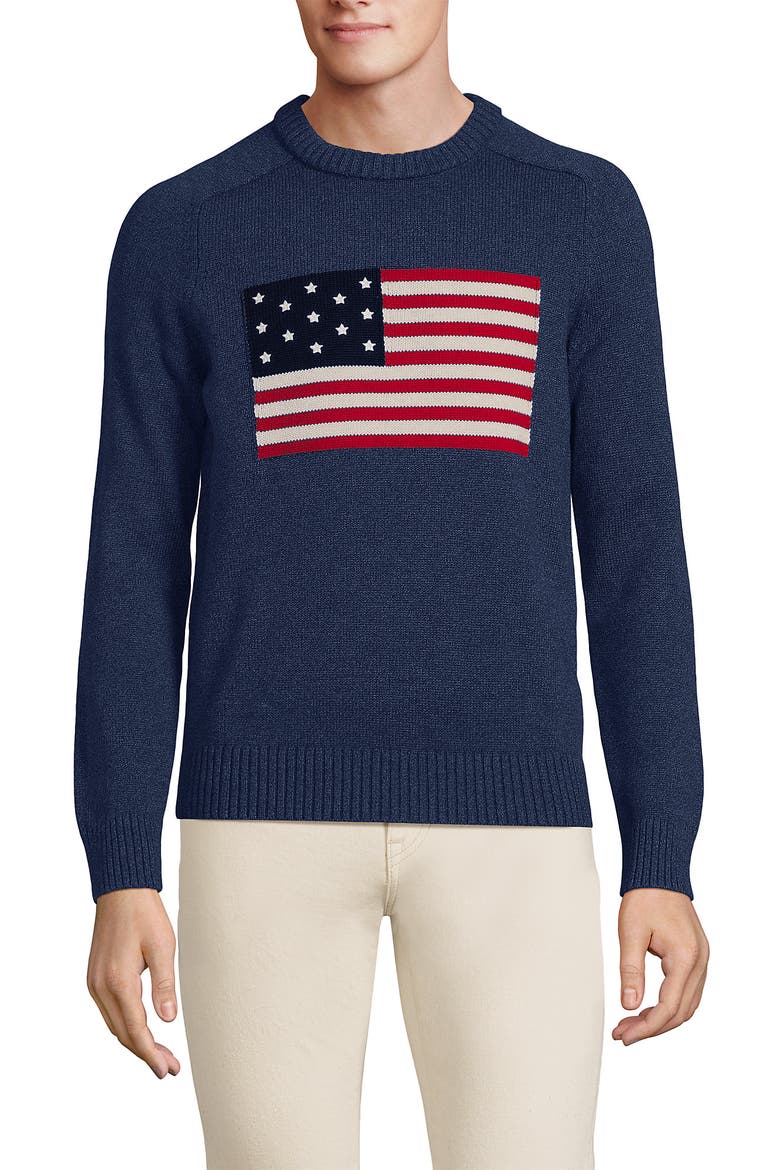 Classic Cotton Drifter Signal Flags Crew Neck Sweater, Main, color, Midnight Sky Heather Flag