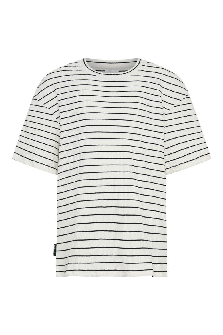 Kids' Stripe Rib Stretch Cotton T-Shirt, Main, color, GREY