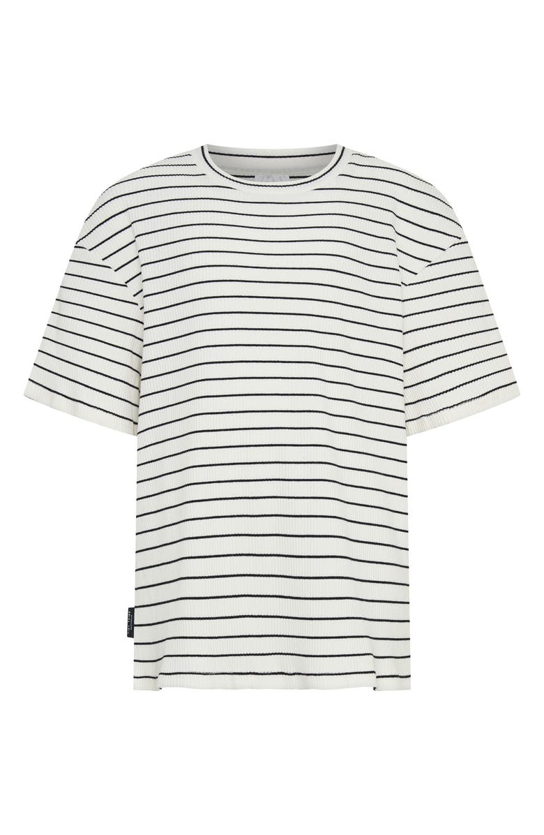 TINY TRIBE Kids' Stripe Rib Stretch Cotton T-Shirt, Main, color, Grey