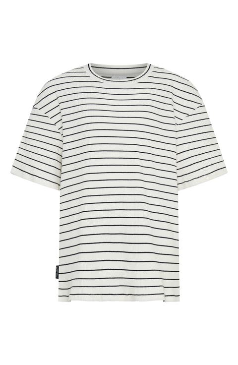 Kids' Stripe Rib Stretch Cotton T-Shirt (Big Kid)