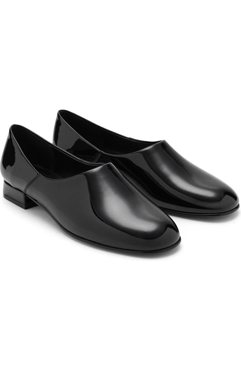 MANGO Patent Faux Leather Flat, Main, color, Black