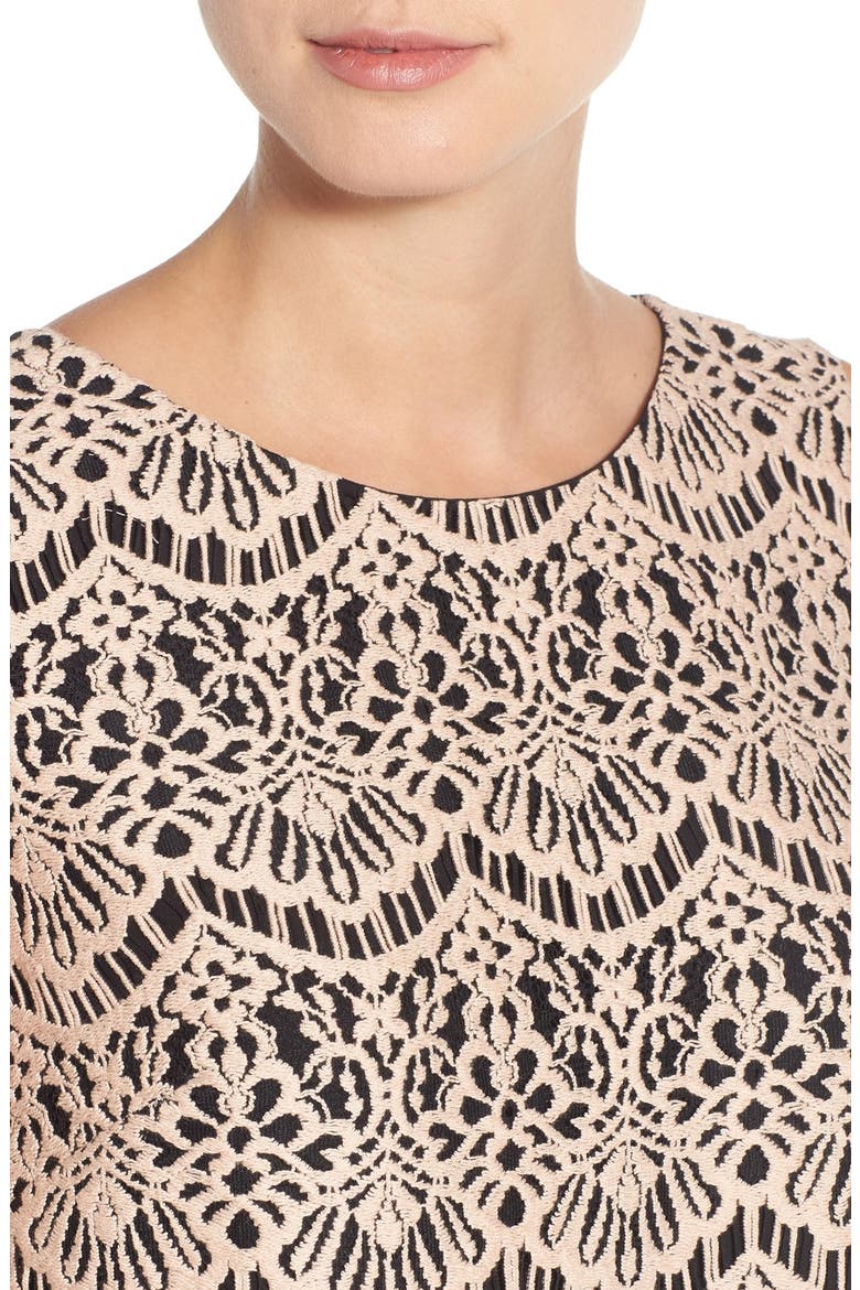 Lace Overlay Shell, Alternate, color, PINK- BLACK LACE