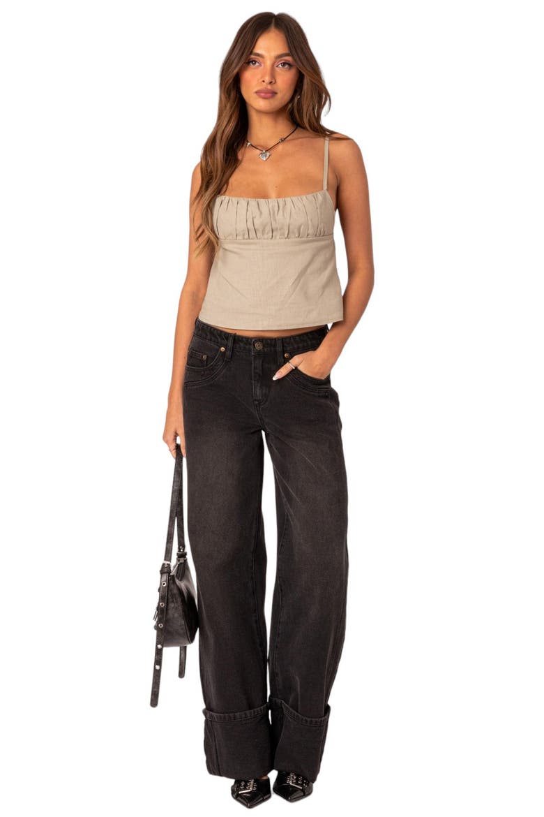 Vesper Cuffed Wide Leg Jeans, Alternate, color, BLACK