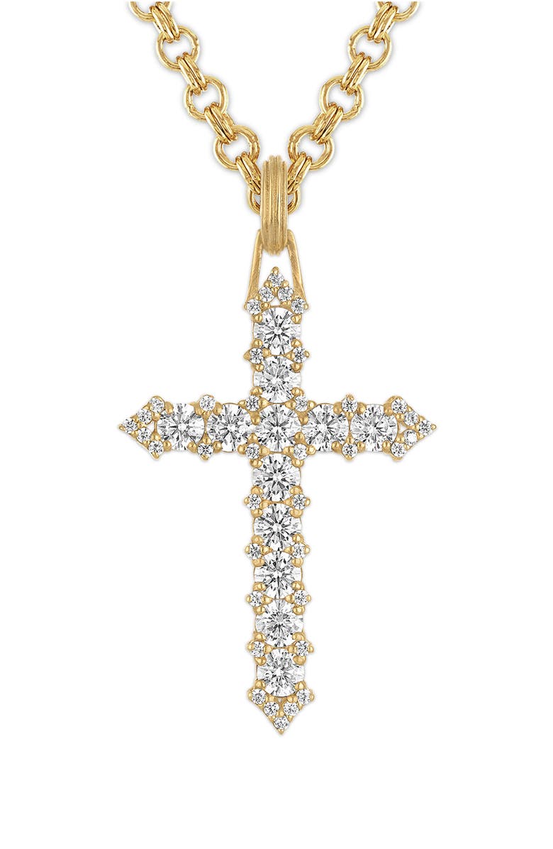 Esquire Diamond Cross Pendant Necklace, Main, color, Gold