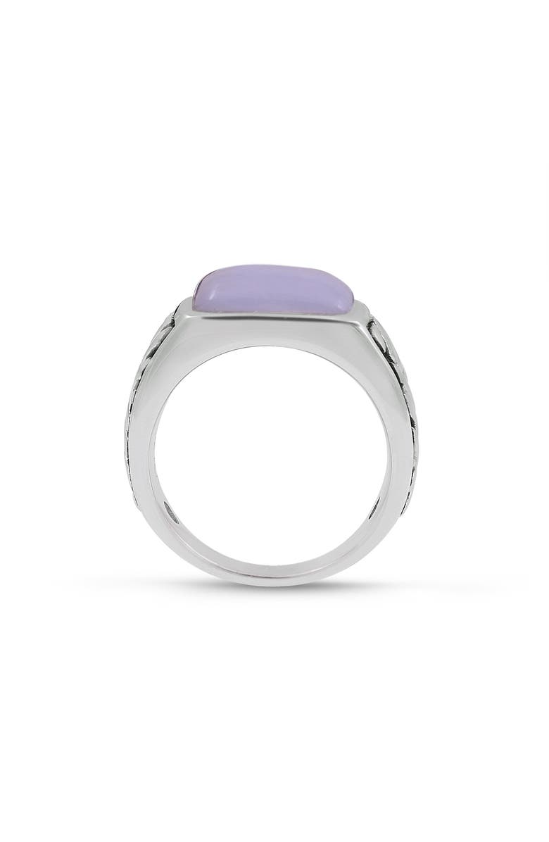 LuvMyJewelry Blue Lace Agate Sterling Silver Men Signet Ring, Alternate, color, Blue