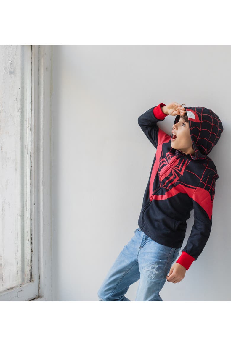 Spider-Man Cosplay Fleece Zip-Up Hoodie, Alternate, color, Miles Morales Black