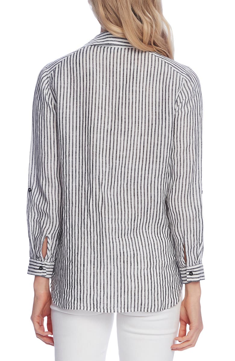 Vince Camuto Stripe Linen Blouse, Alternate, color,