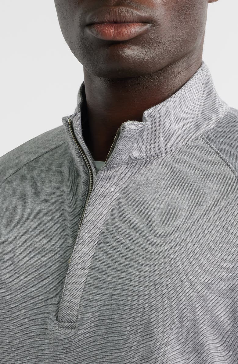 Peter Millar Crown Crafted Grant Bird's Eye Cotton & Cashmere Quarter Zip Pullover, Alternate, color, Oslo Grey
