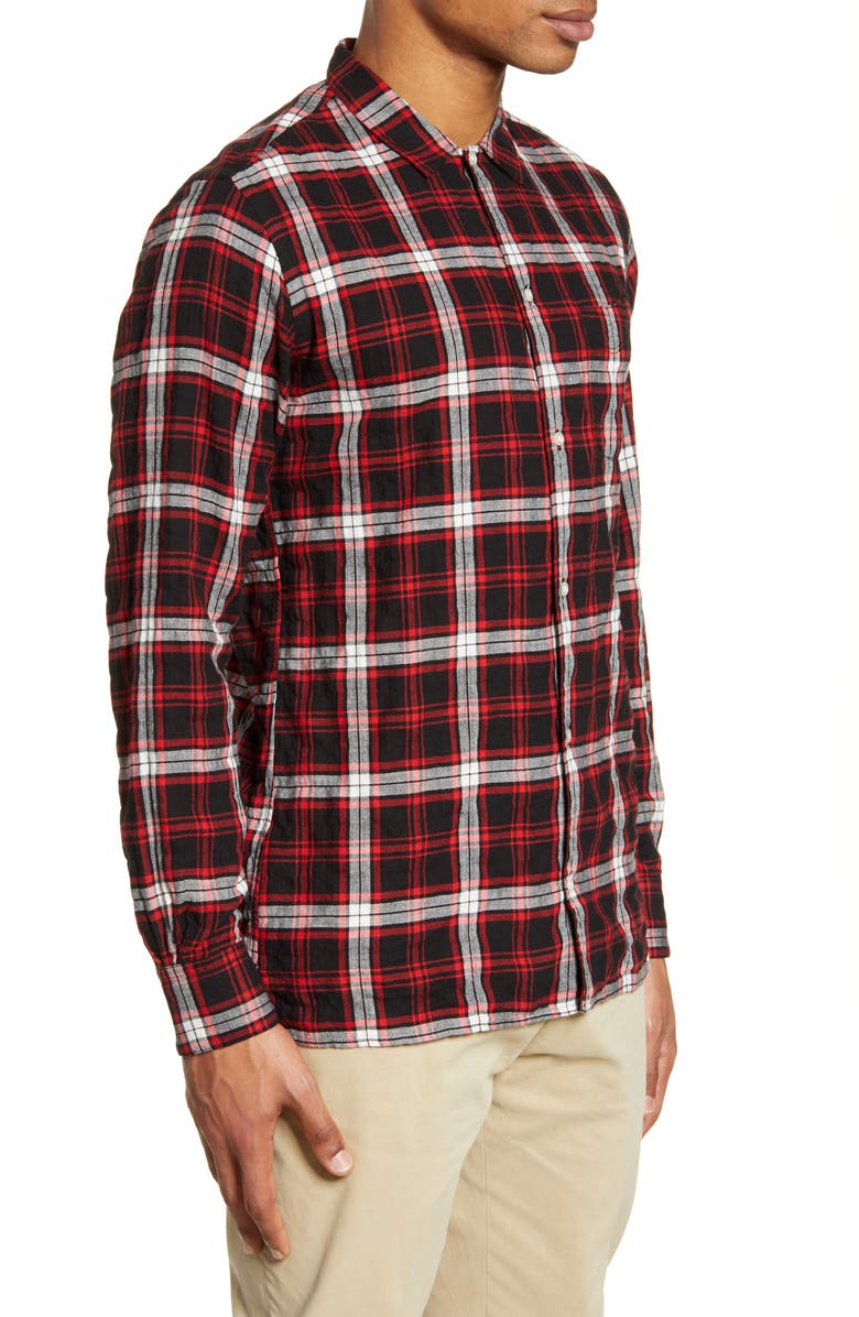 Officine Générale Plaid Button-Up Flannel Shirt, Alternate, color, 