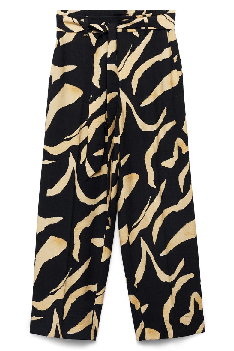 Printed Straight Leg Pants, Alternate, color, BLACK