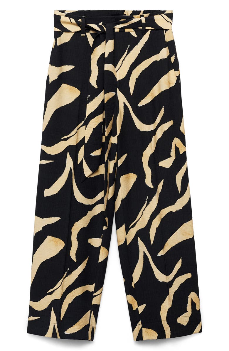 MANGO Printed Straight Leg Pants, Alternate, color, Black