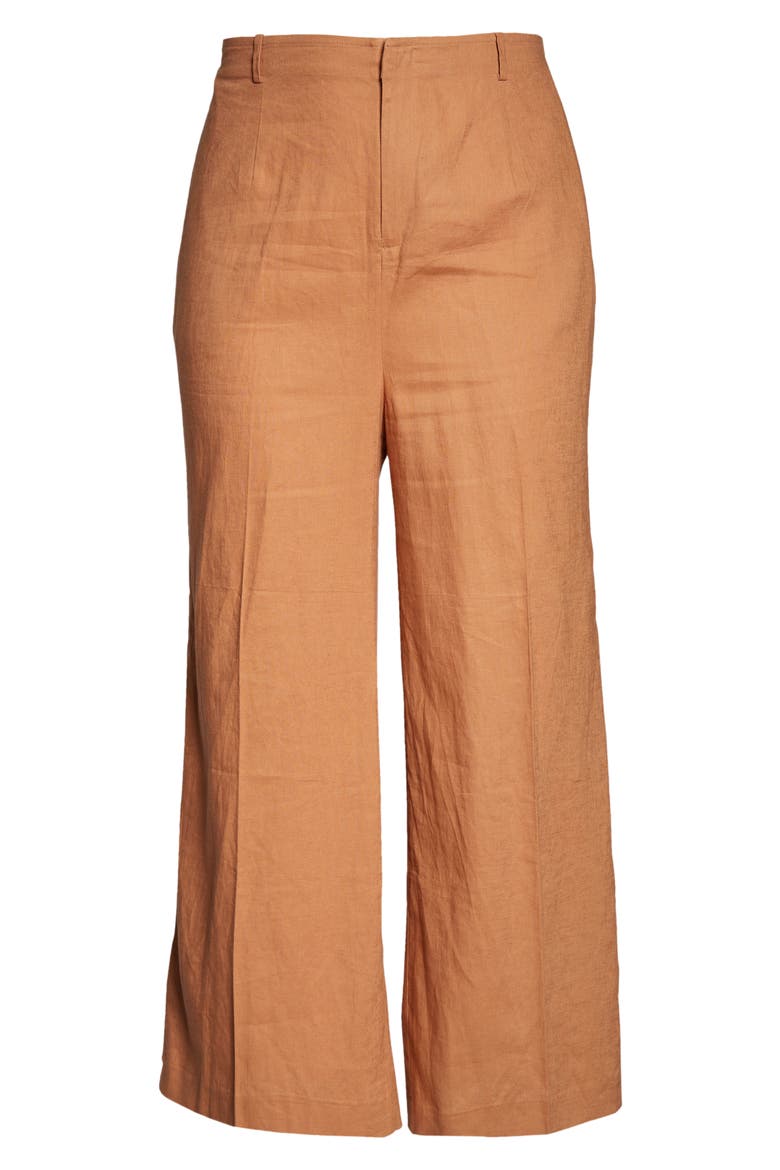 Wide Leg Linen Blend Stovepipe Pants, Alternate, color, TAN MOCHA