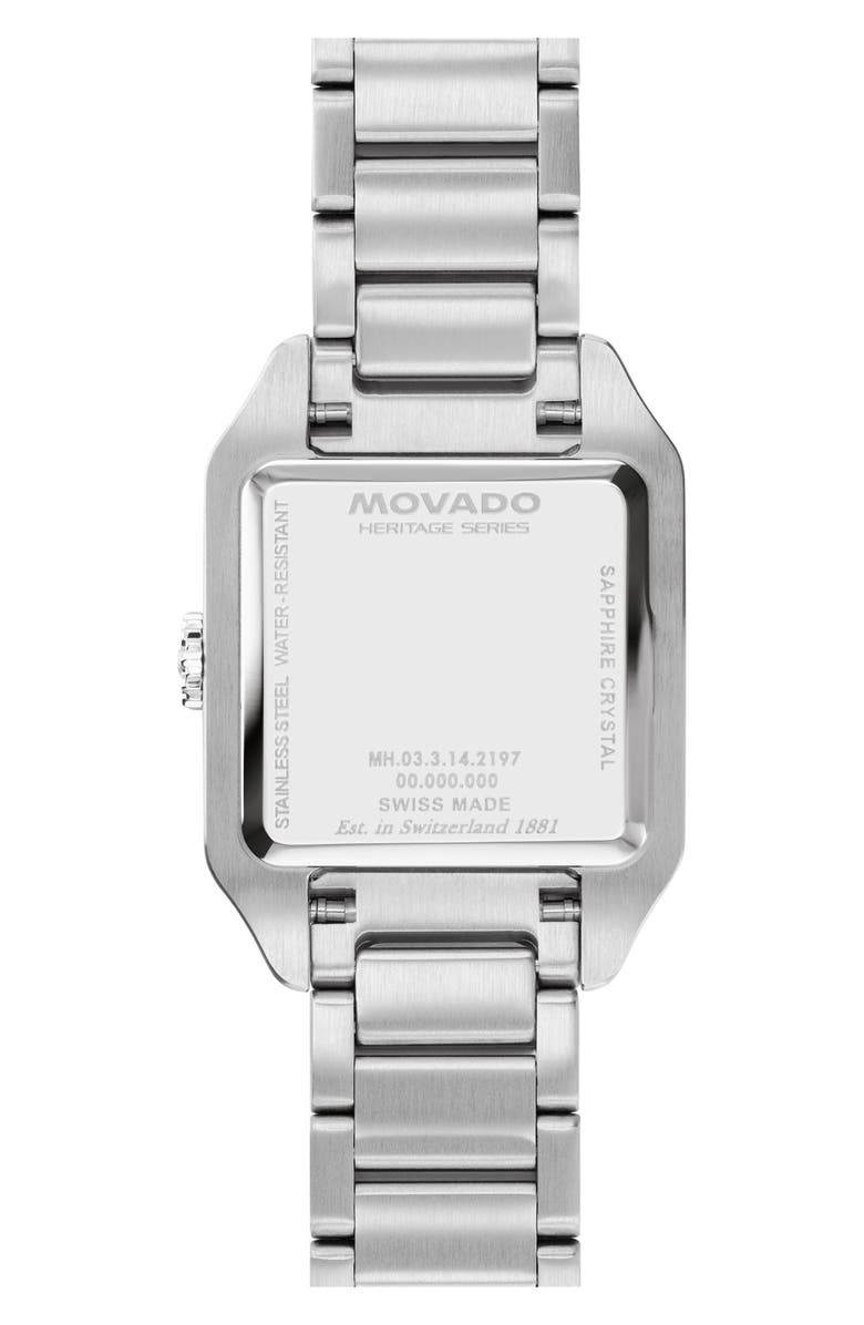 Movado The Heritage 1917 Lab Grown Diamond Bezel Bracelet Watch, 25mm x 34mm, Alternate, color, Silver/ Gold