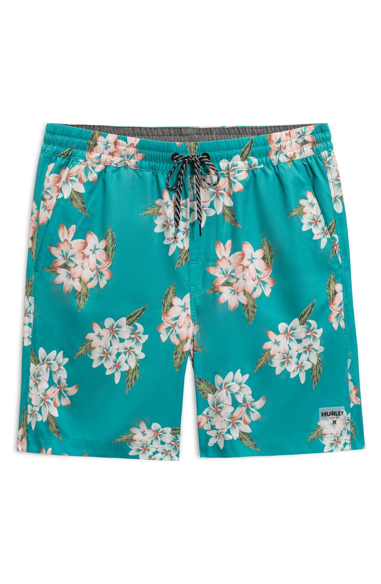Hurley Malaga Volley Swim Trunks, Main, color, Teal Tint