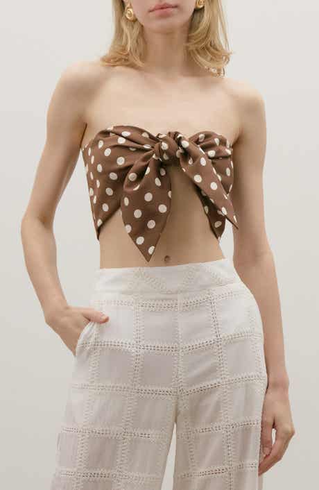Cali Polka Dot Twist Front Bandeau Top