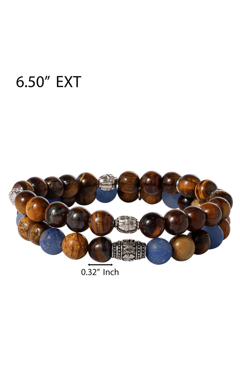 Lucky Brand Tiger's Eye & Sodalite Beaded Stretch Bracelets, Alternate, color, Brown, Blue, Silver