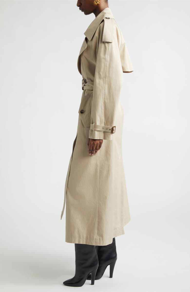 Saint Laurent Double Breasted Trench Coat, Alternate, color, Beige Clair