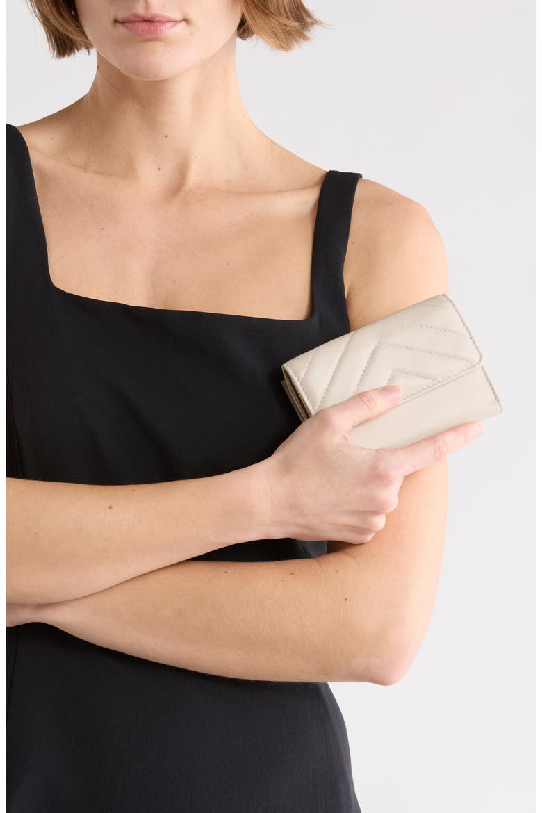 Quilted Trifold Leather Wallet, Alternate, color, BONE