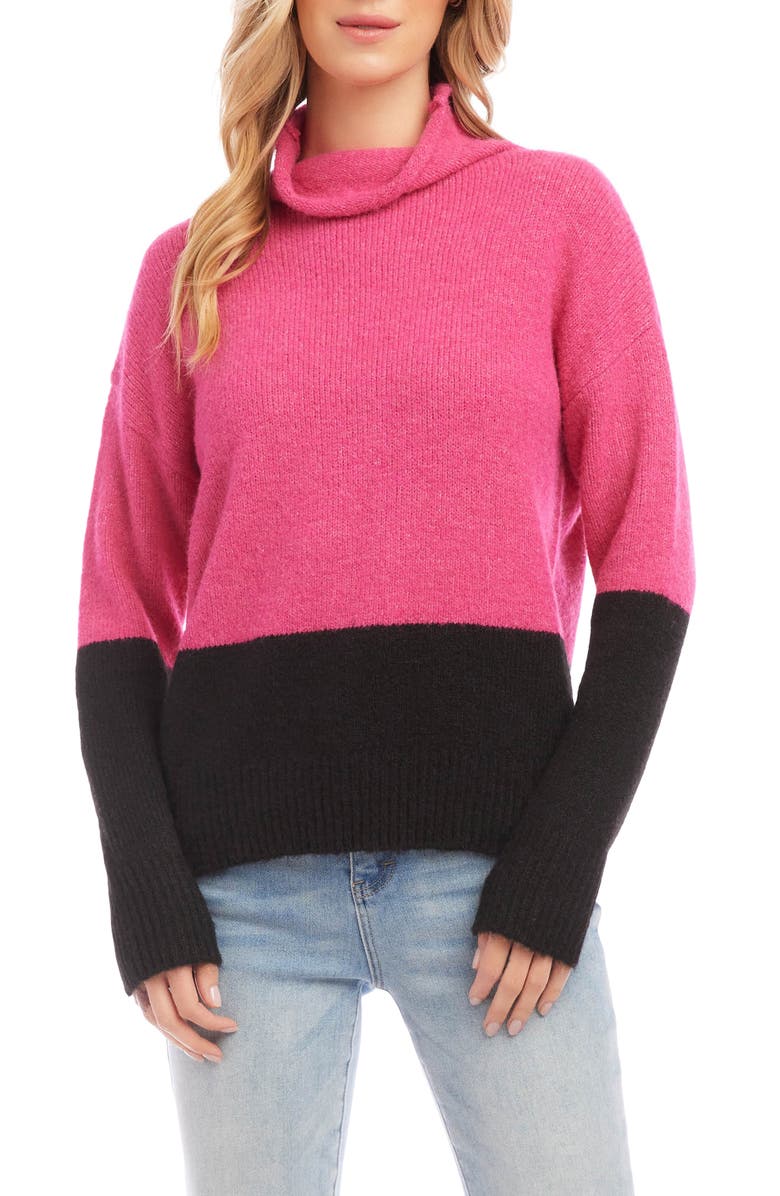 Karen Kane Colorblock Turtleneck Sweater, Main, color, 