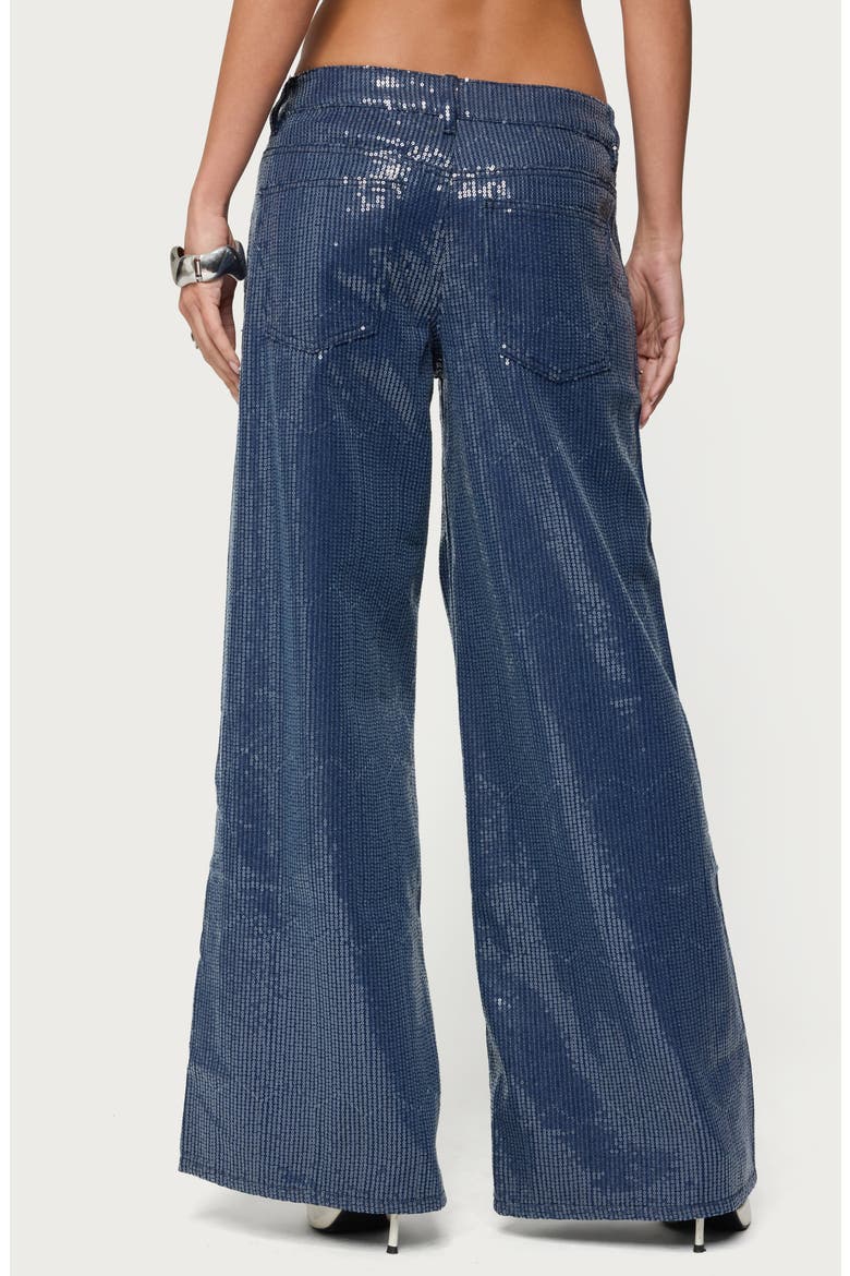 Mirella Sequin Wide Leg Jeans, Alternate, color, DARK-BLUE