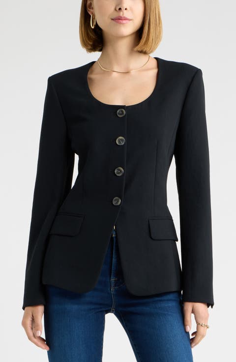 Curator Crepe Scoop Neck Blazer