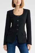Open Edit Curator Crepe Scoop Neck Blazer