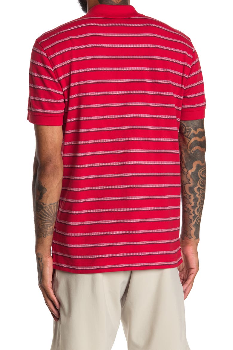 Stripe Print Polo, Alternate, color, OPEN RED