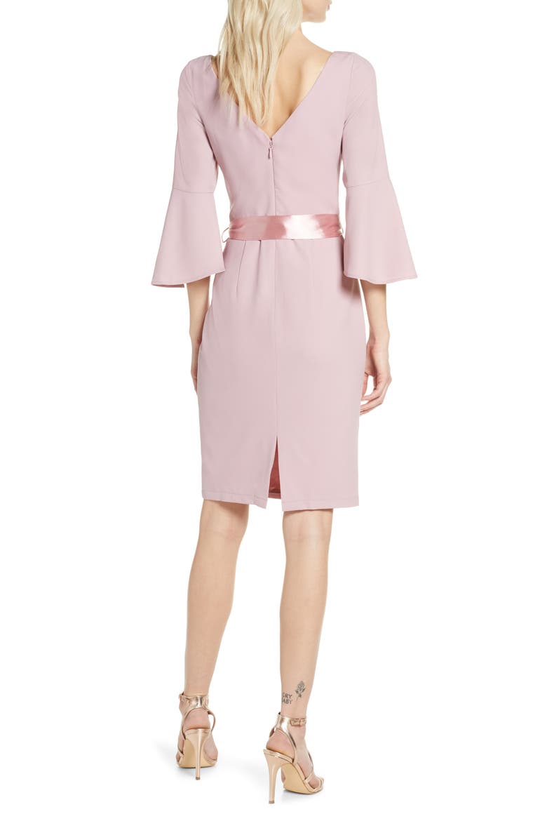 Yohana Satin Sash Cocktail Dress, Alternate, color, MINK