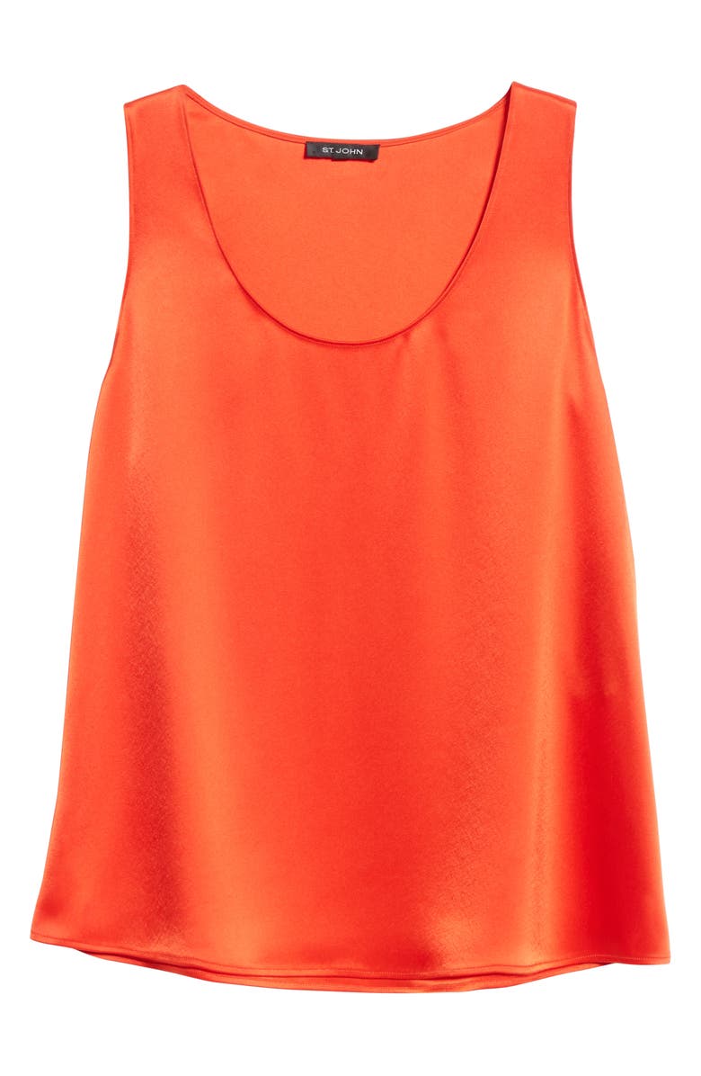 St. John Evening Scoop Neck Liquid Satin Shell, Alternate, color, Geranium