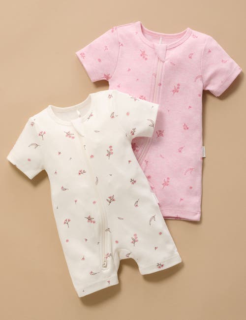 Purebaby 2 Pack Short Zip Romper