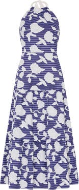 Milly Hayden Floral Embroidered Halter Midi Dress