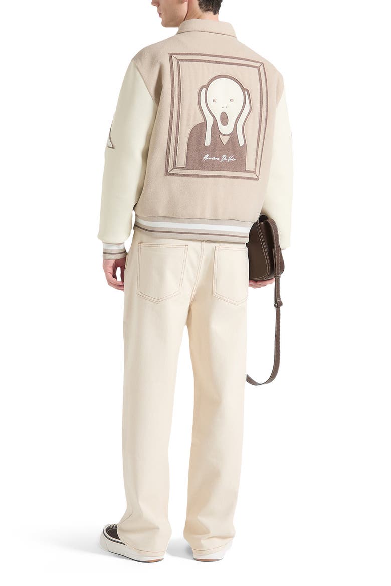 Le Galerie Wool-Blend Varsity Jacket, Alternate, color, Beige