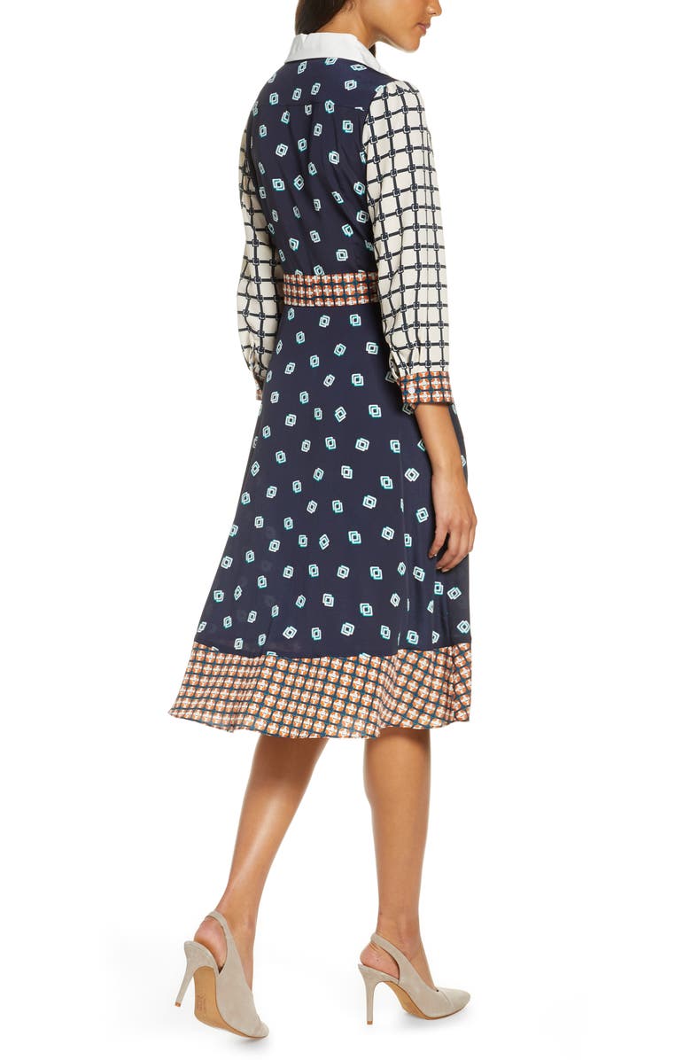 Eliza J Geo Print Belted Shirtdress, Alternate, color,