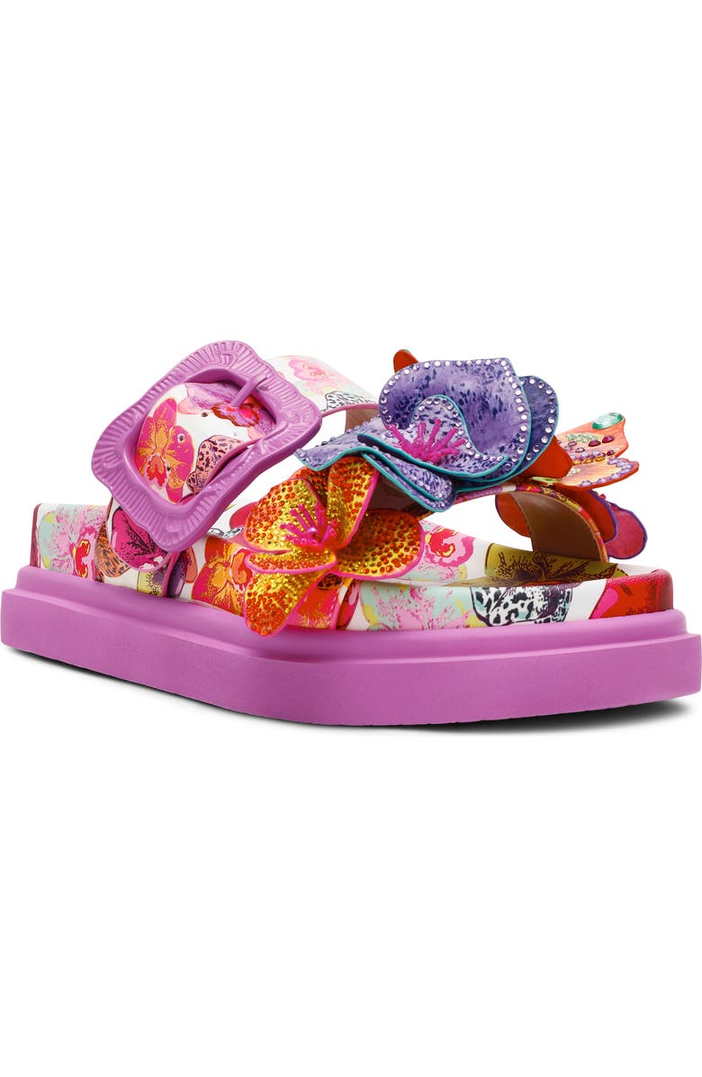 Betsey Johnson Lorayne Two-Strap Sandal, Main, color, White Multi