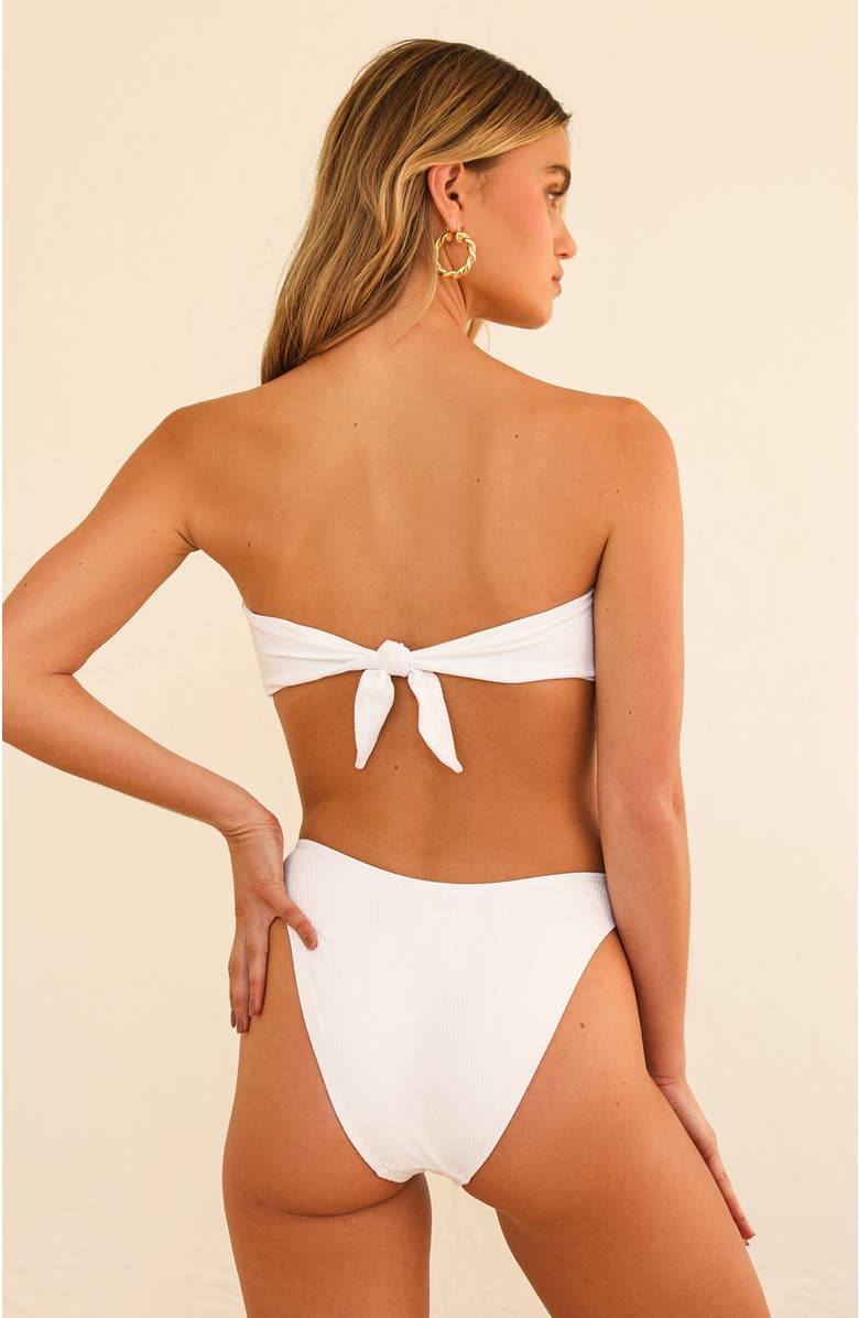 Dippin Daisys Lotus Bandeau Swim Bikini Top, Alternate, color, White Rib