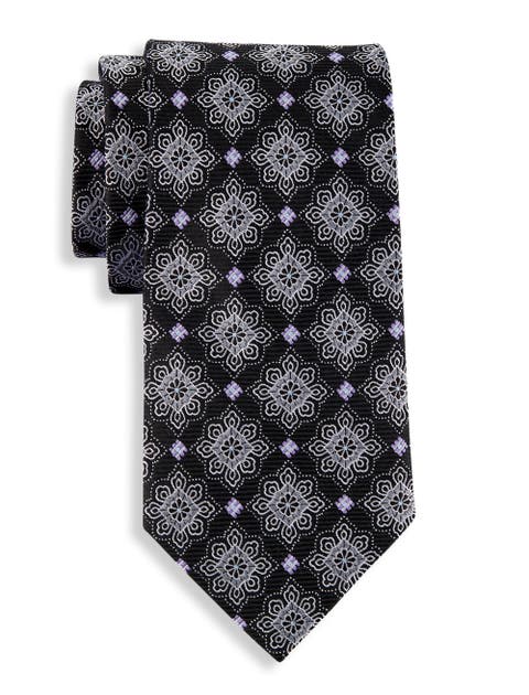Big & Tall Diamond Medallion Silk Tie
